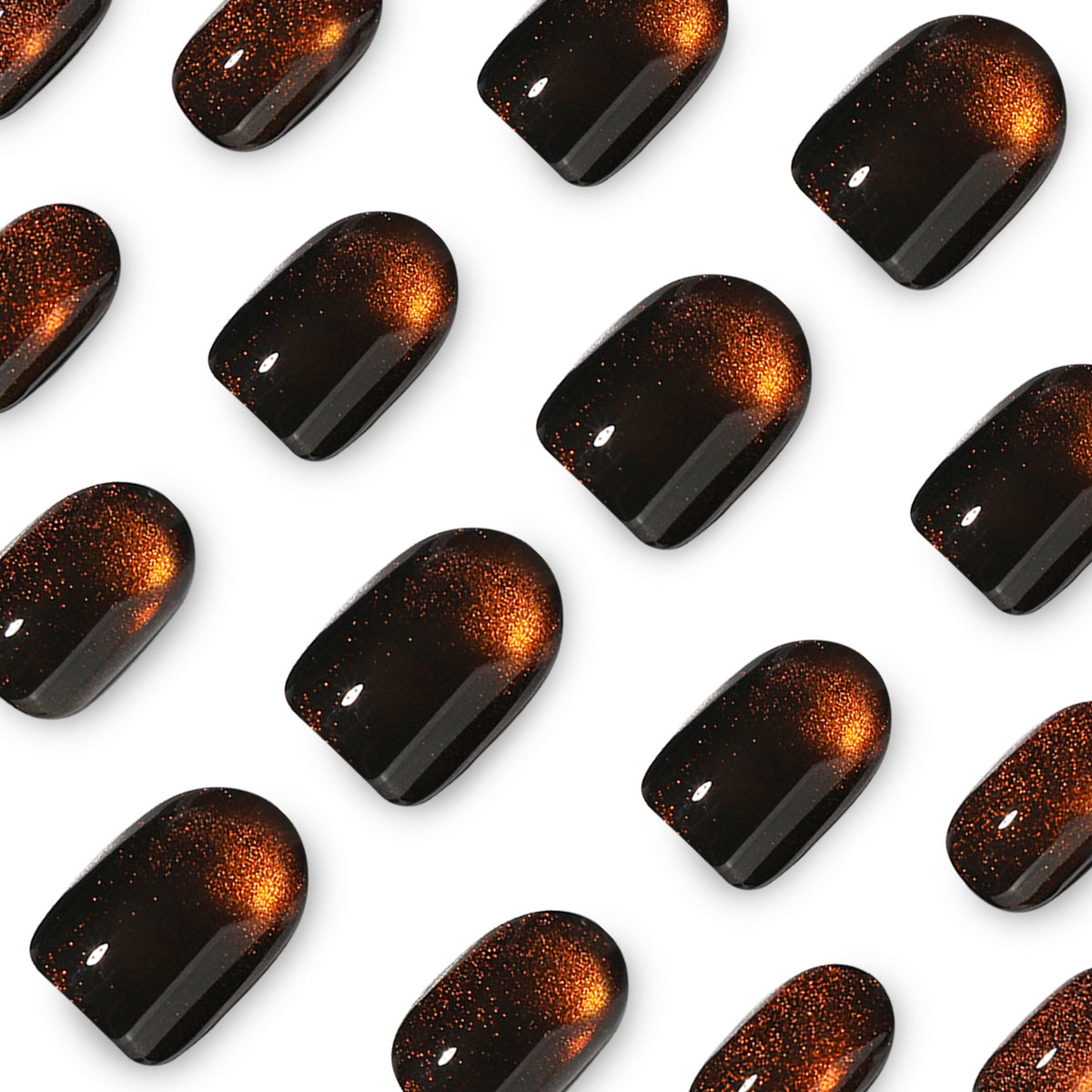 24pcs/Set Brown Cat Eye Press On Nails