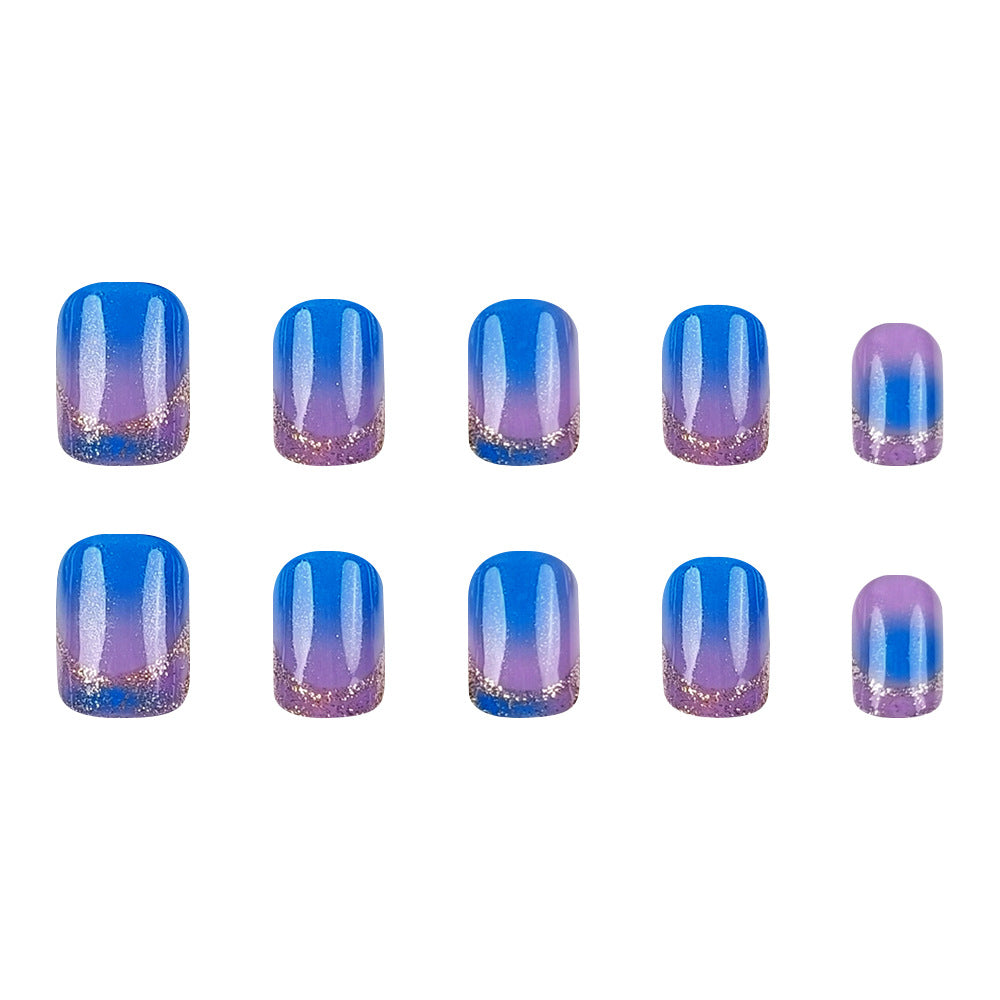 24pcs/Set Blue Ombre French Press-On Nails