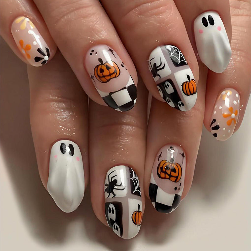 24pcs/Set 3D Ghosts & Pumpkins Press-On Nails