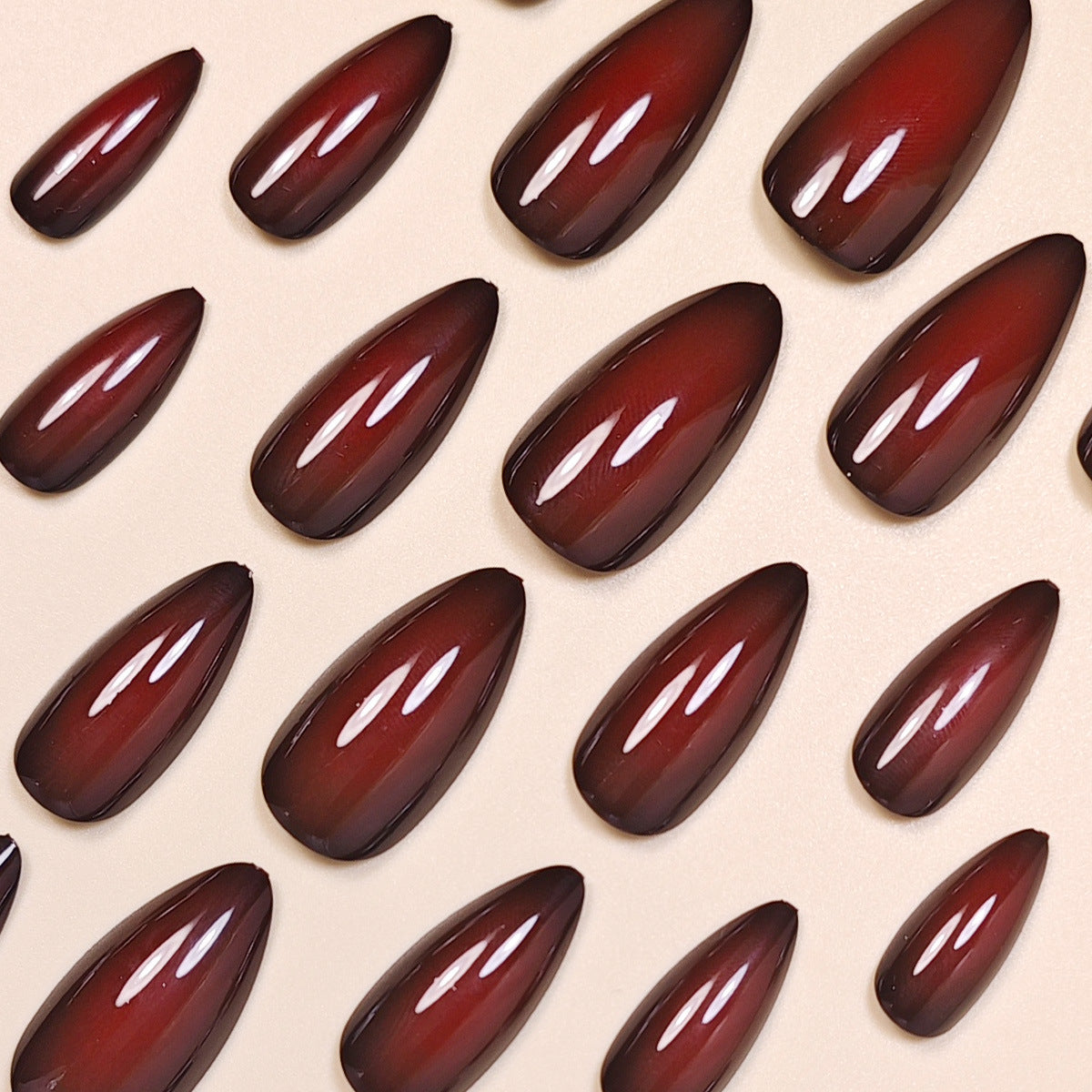 24pcs/Set Cherry Red Aura Press-On Nails