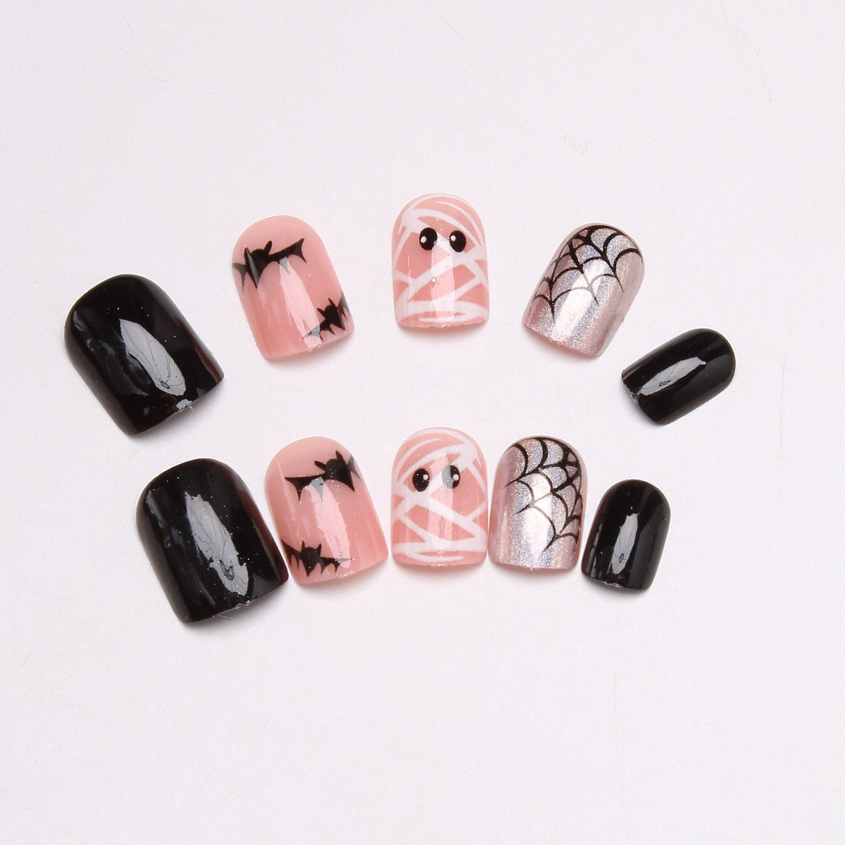 24pcs/Set Spiderweb & Bat Press On Nails