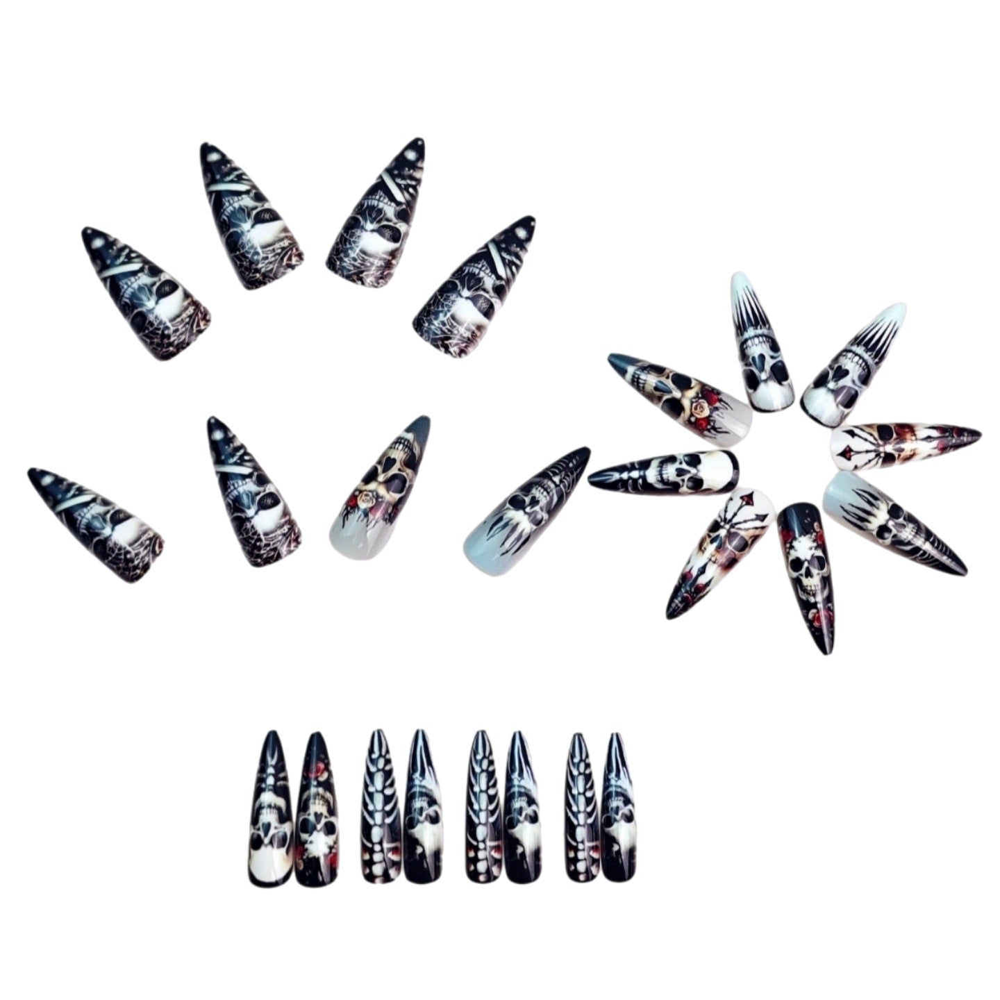 24pcs/Set Cartoon Skull Press-On Nails