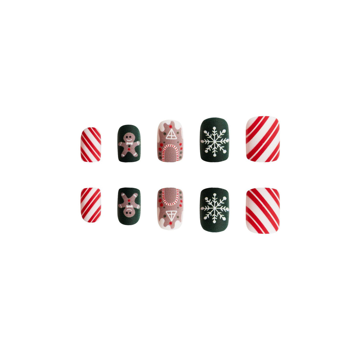 24pcs/Set Matte Snowflake & Gingerbread Man Press On Nails