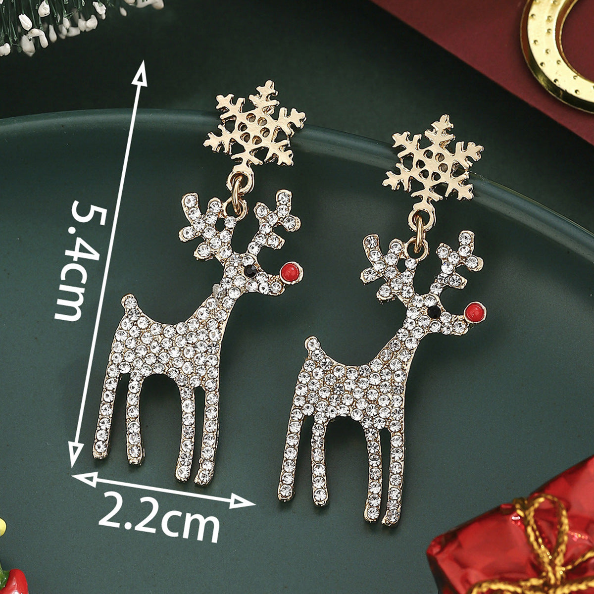 Alloy Pink Christmas Tree Stud Earrings