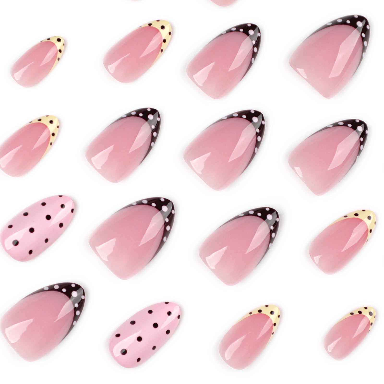 24pcs/Set Color-Block Polka Dots Press-On Nails