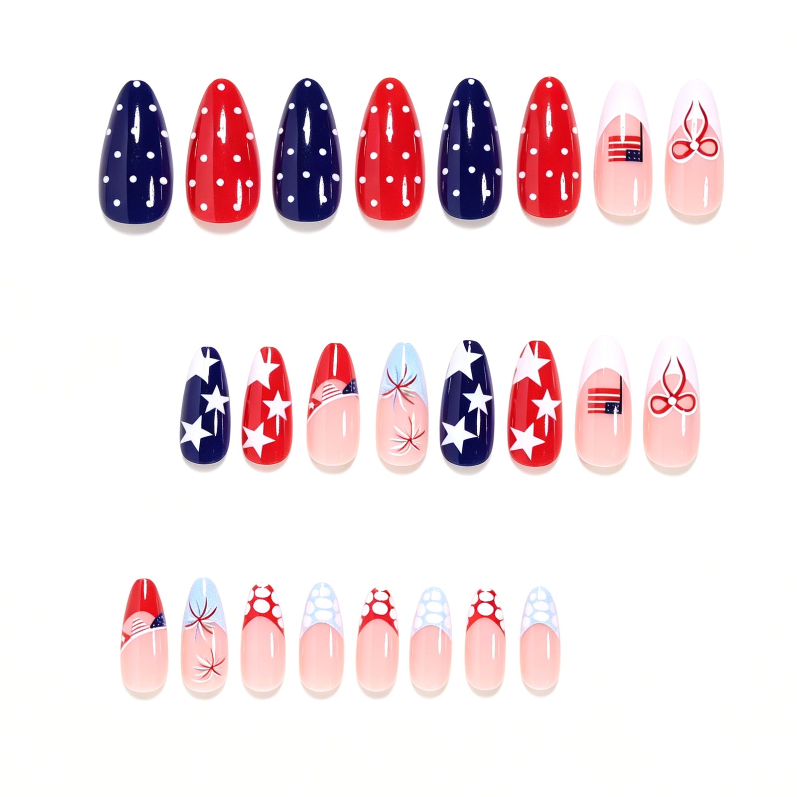 24pcs/Set White Polka Dot Tortoiseshell French Tips Press-On Nails