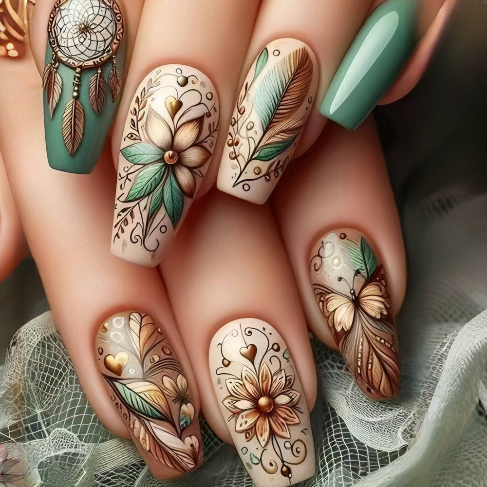 24pcs/Set Graceful Butterfly Blossoms Press-On Nails