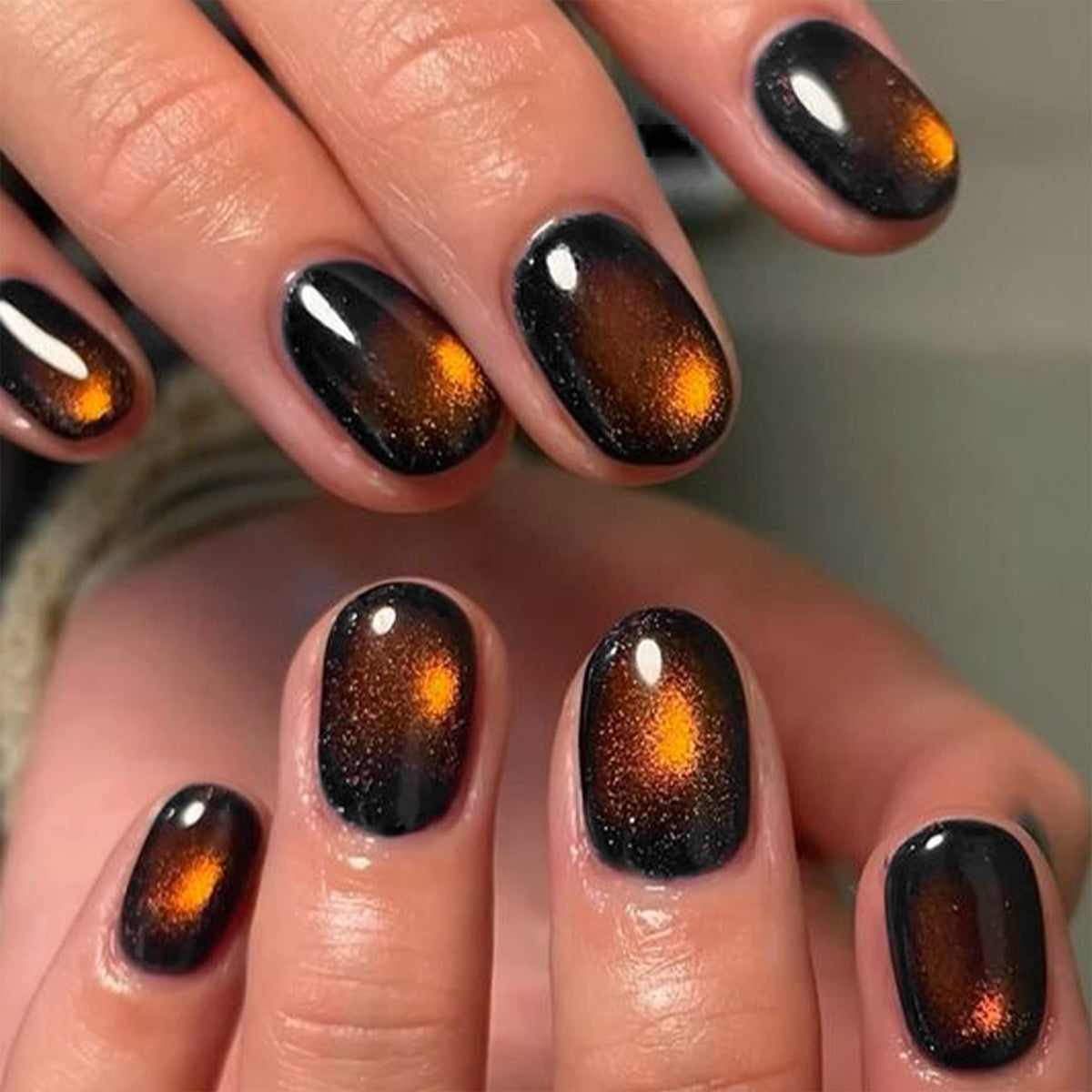 24pcs/Set Brown Cat Eye Press On Nails
