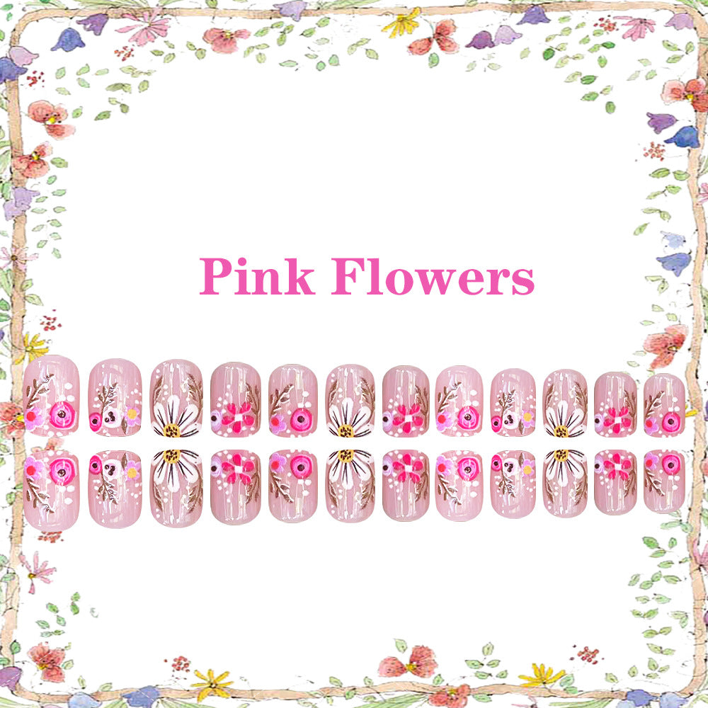 24pcs/Set Minimalist Small Flower French Press On Nails