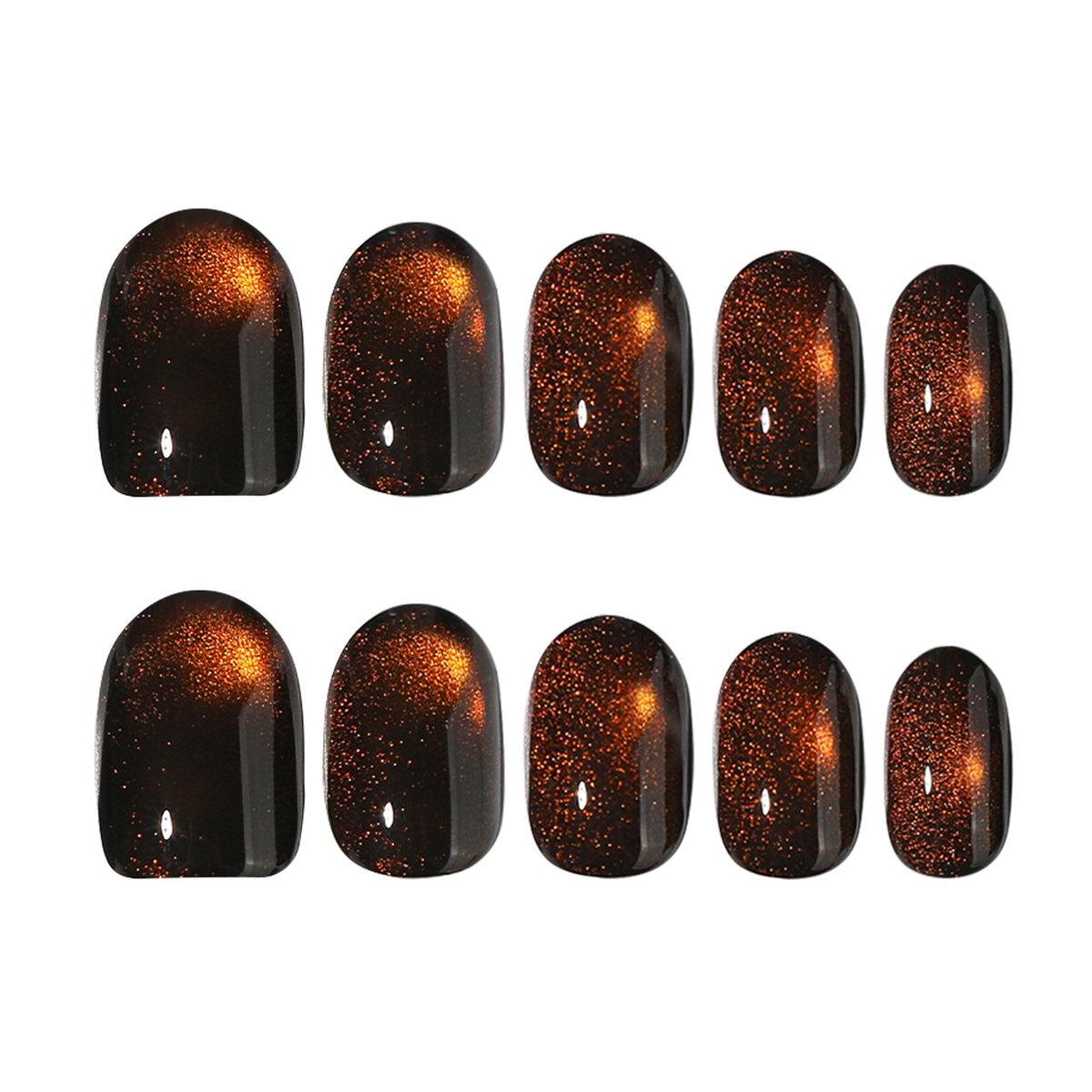 24pcs/Set Brown Cat Eye Press On Nails
