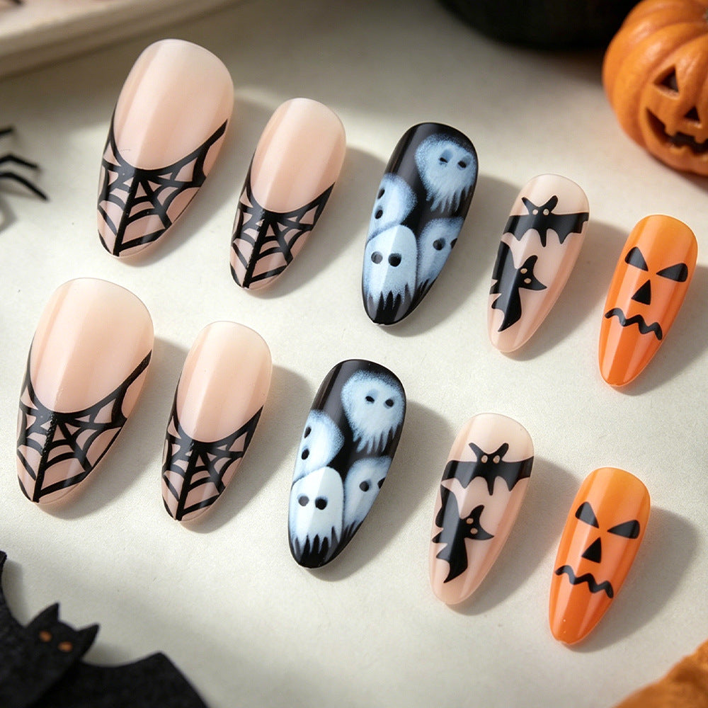 24pcs/Set Ghost Bat Pumpkin Press-On Nails