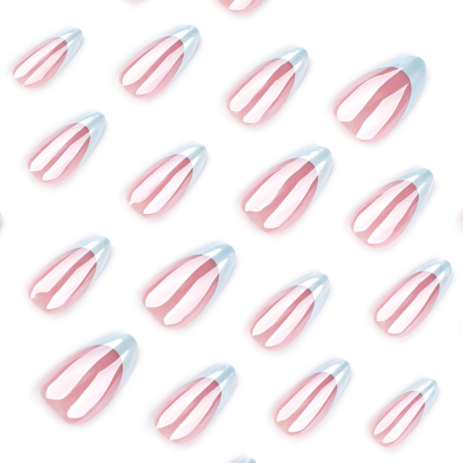 24pcs/Set White Chrome French Tip Press-On Nails