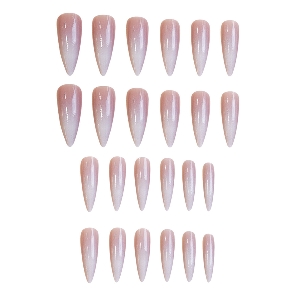 24pcs/Set White Ombre Long Press-On Nails