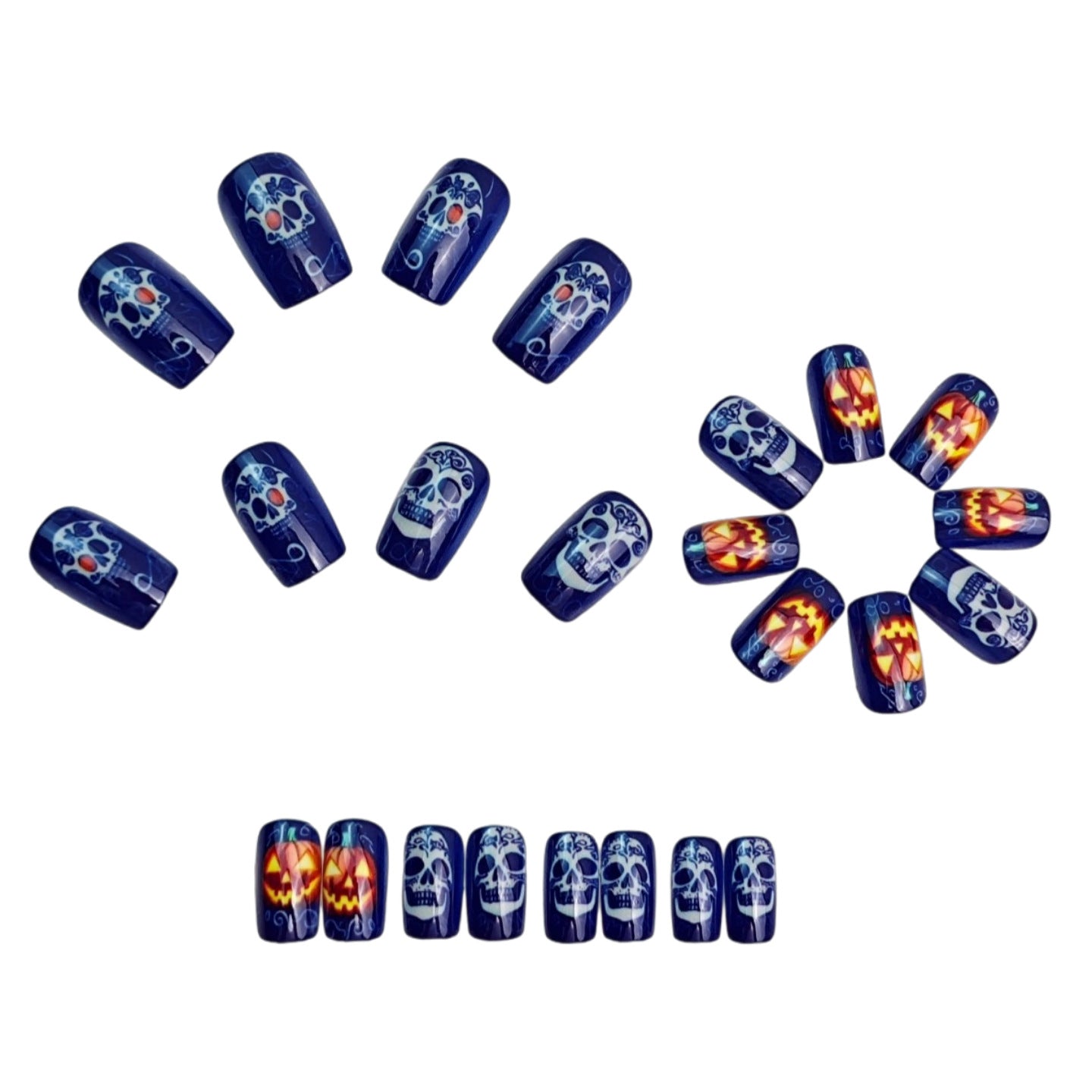 24pcs/Set Skull Pumpkin Press-On Nails