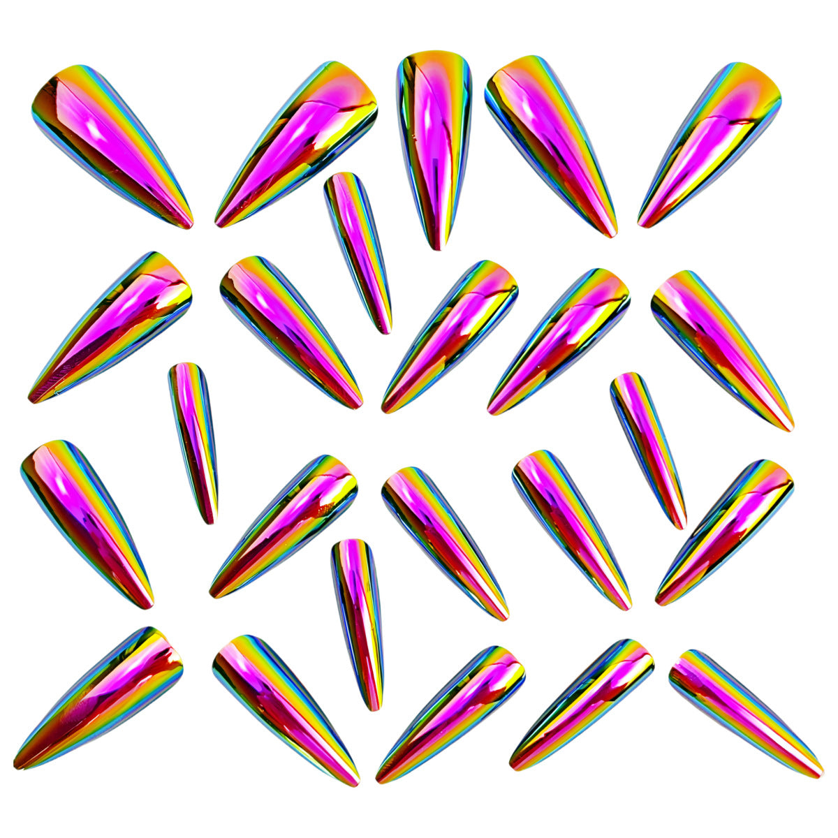 24pcs/Set Purple Ombre Chrome Press-On Nails