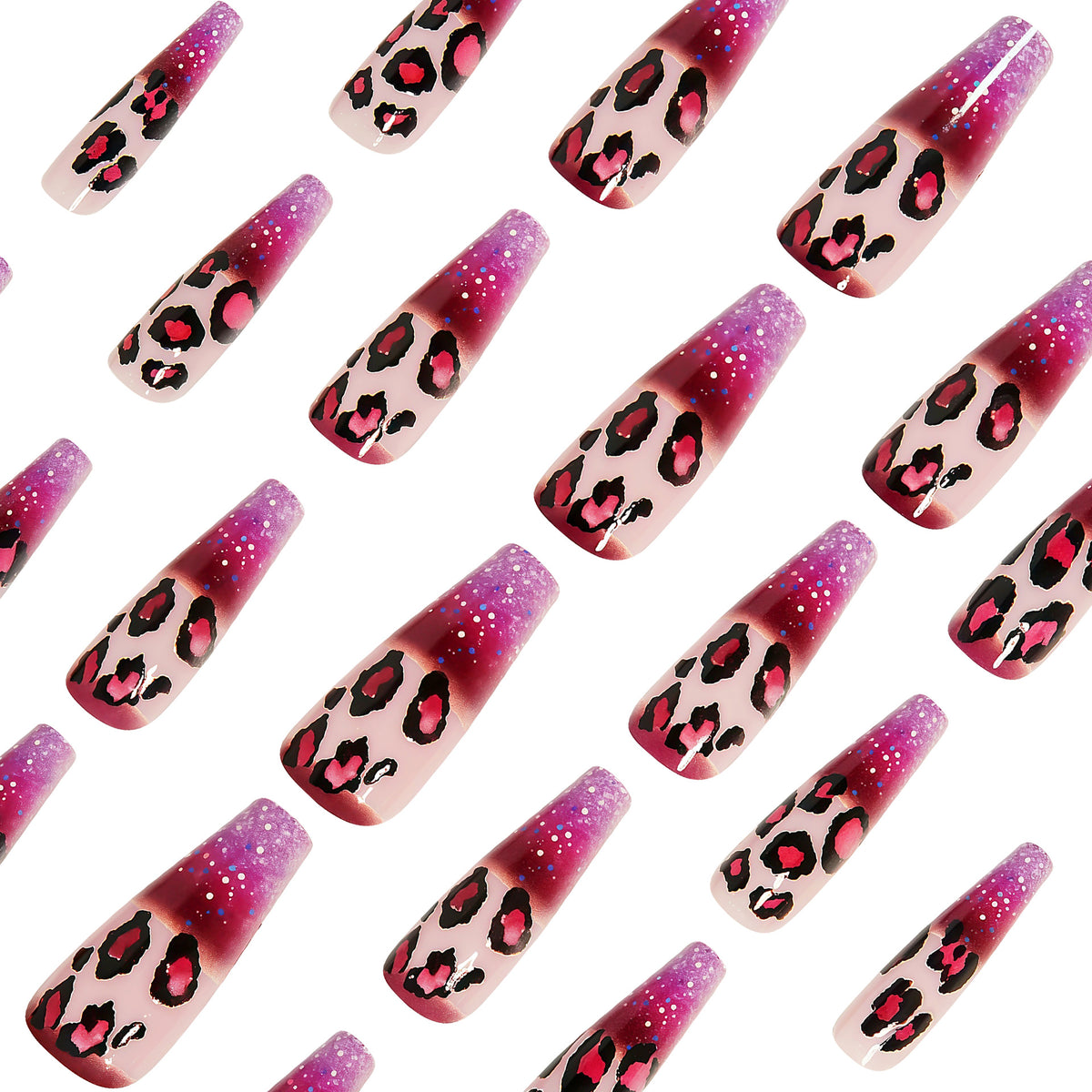 24pcs/Set Purple Leopard Press On Nails