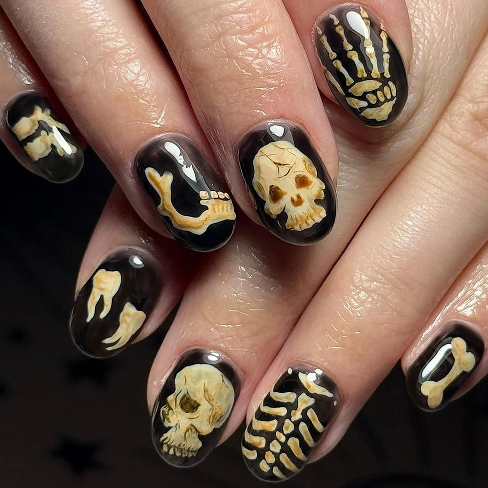 24pcs/Set Skull & Bones Press On Nails