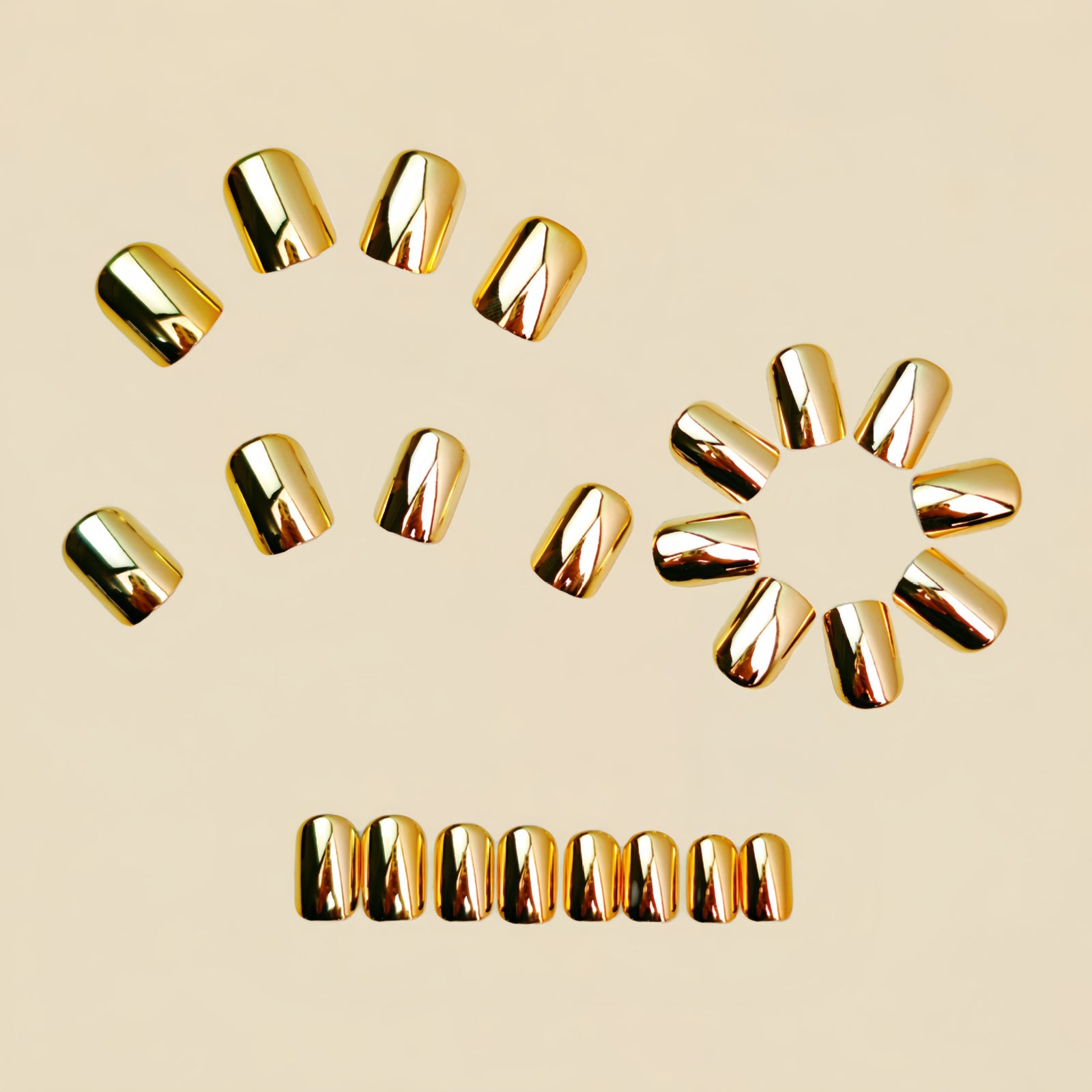 24pcs/Set Gold Chrome Press-On Nails