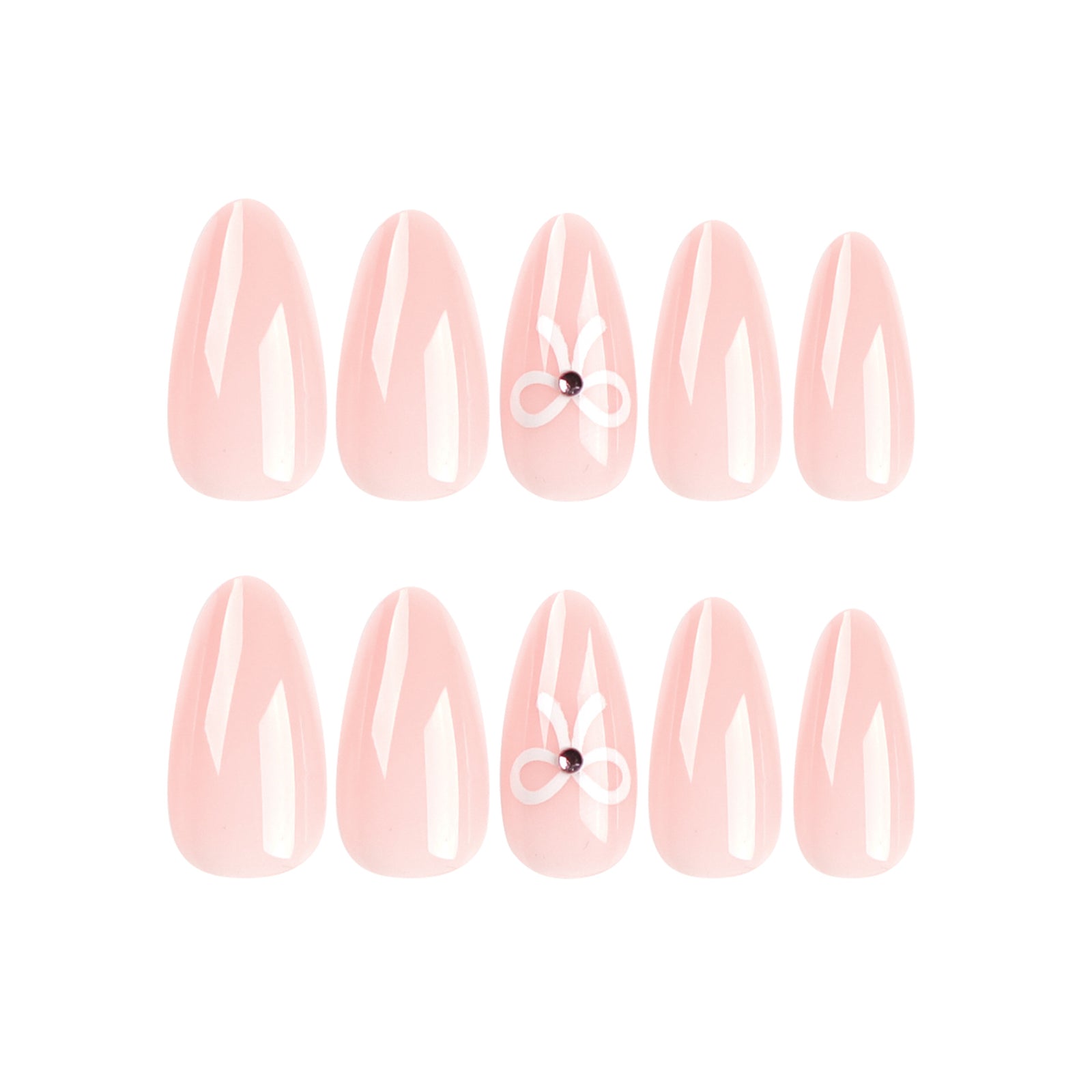 24pcs/Set White Bow Press-On Nails