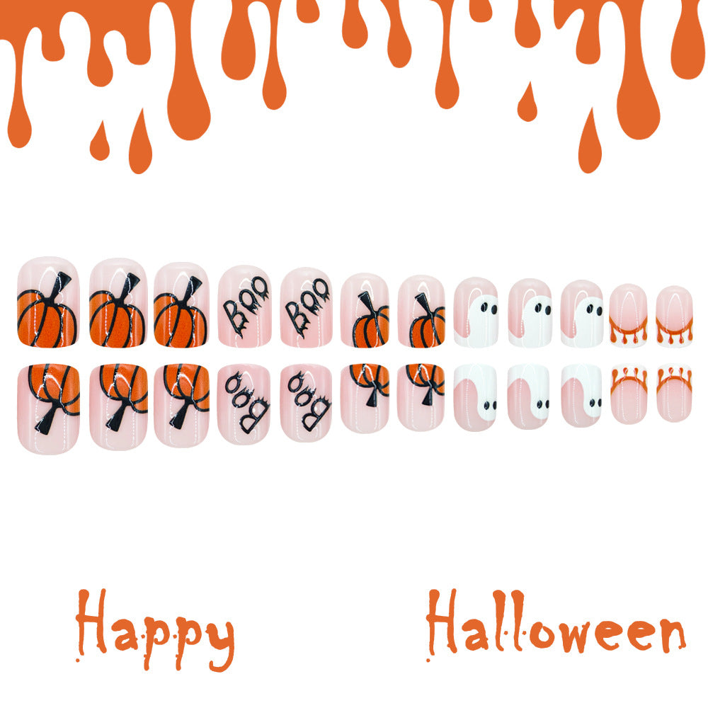 24pcs/Set Pumpkin Ghosts Press On Nails