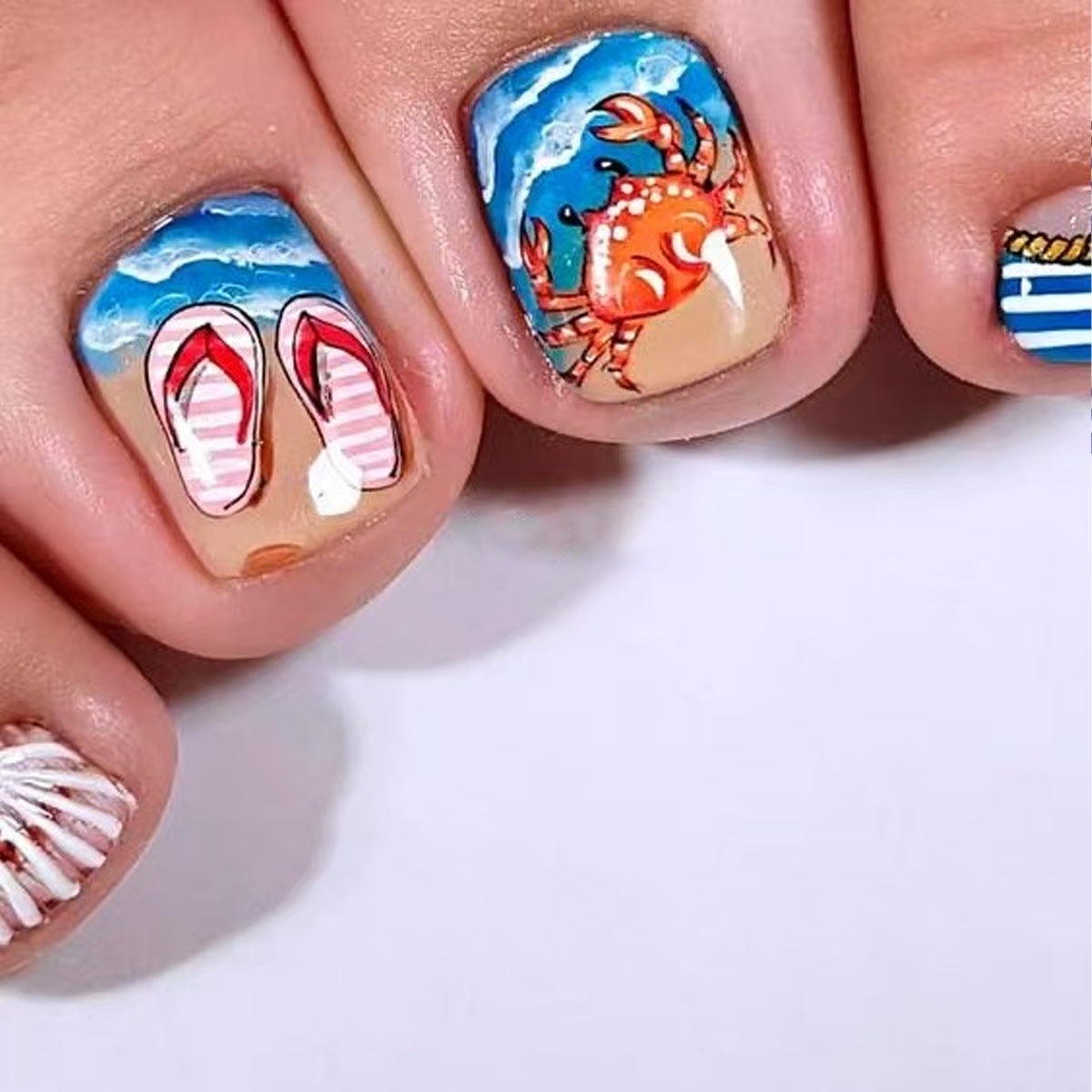 24pcs/Set Ocean Crab Press-On Nails