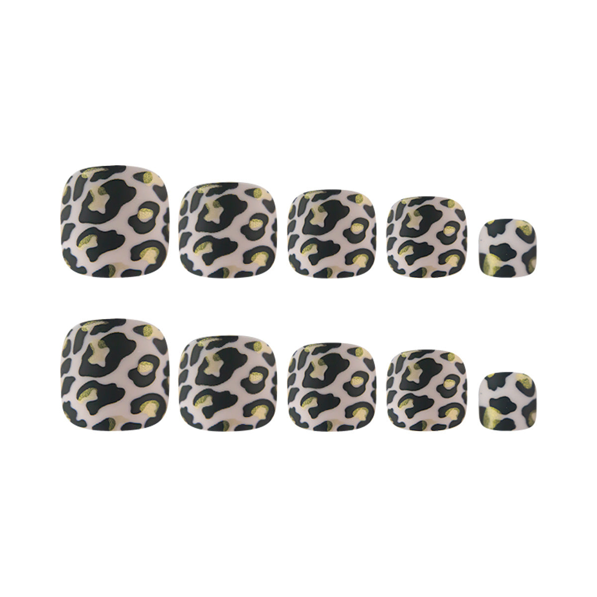 24pcs/Set Matte Leopard Print with Gold Foil Press On Toe Nails