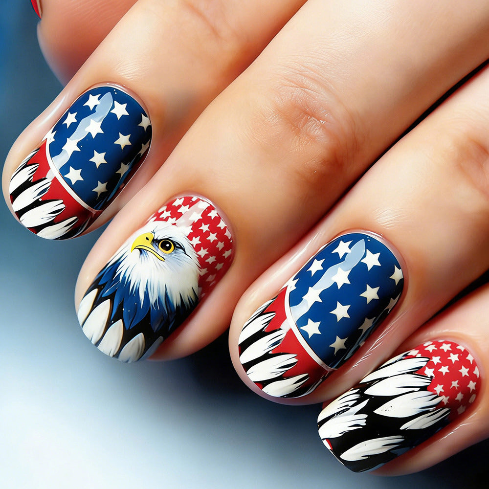 24pcs/Set Stars Eagle and Feathers Press-On Nails