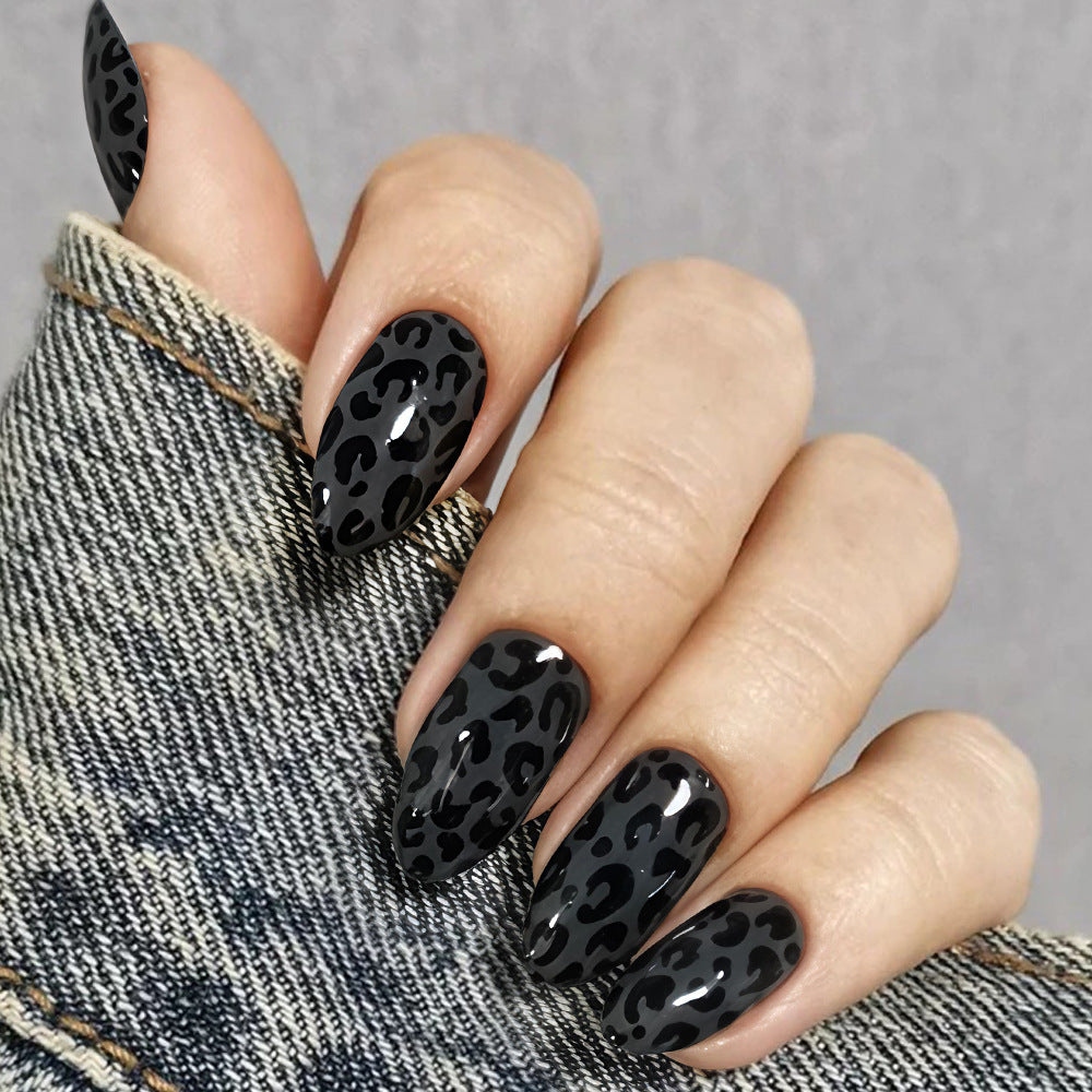24pcs/Set Dark Fall Leopard Print Press On Nails