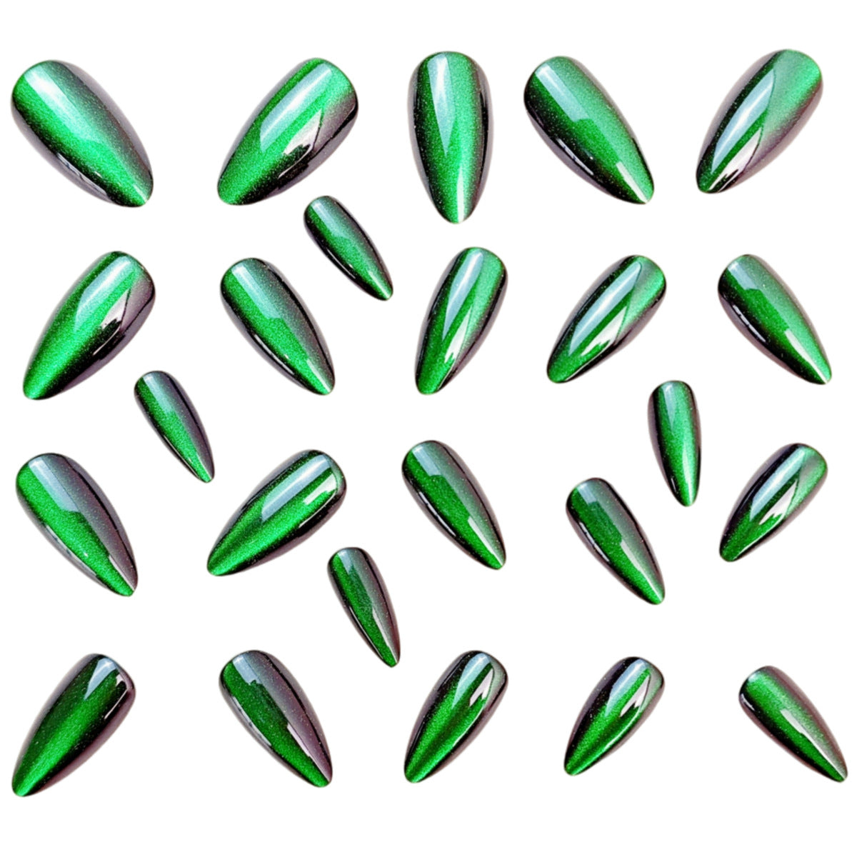 24pcs/Set Green Cat Eye Press-On Nails