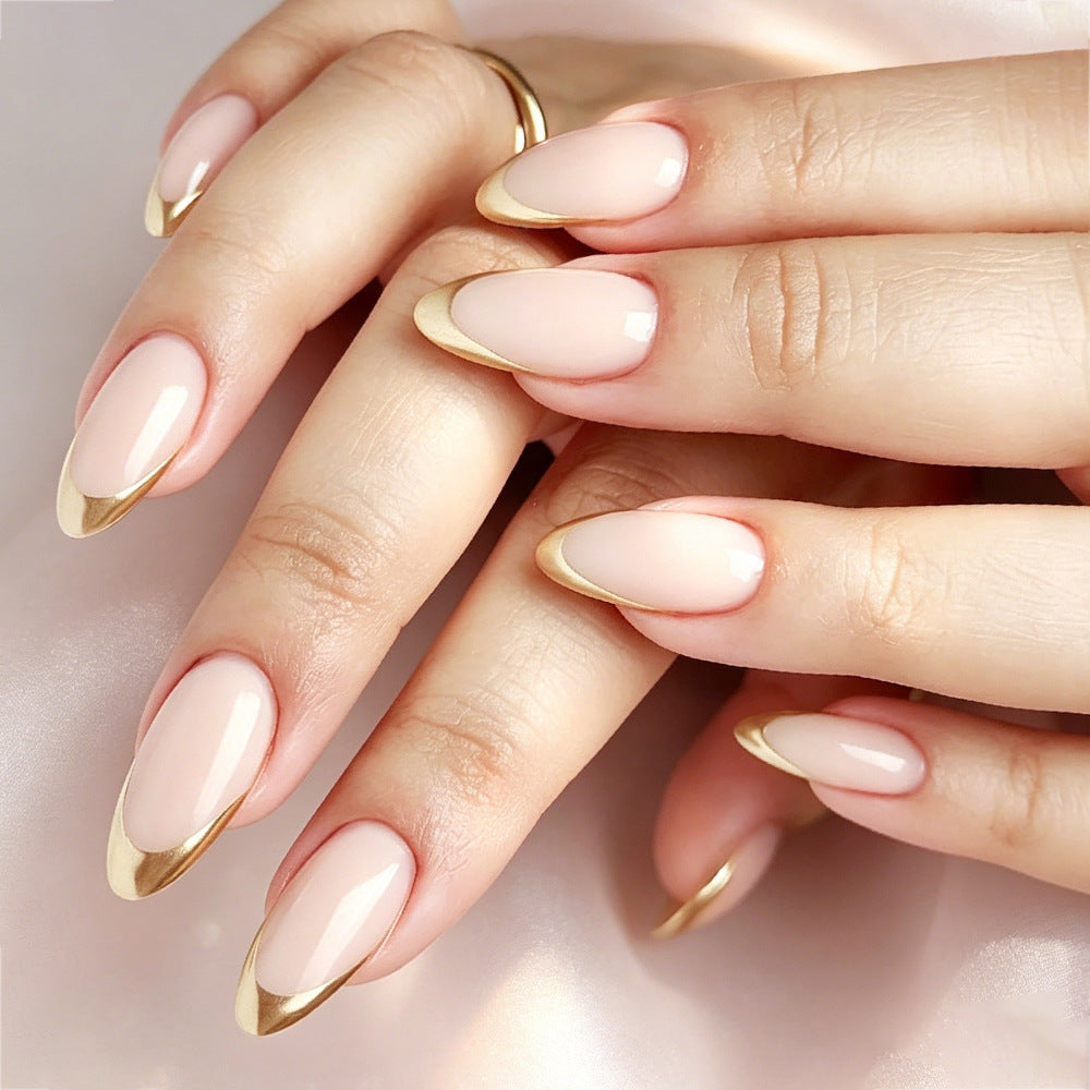 24pcs/Set Golden French Tips Press-On Nails