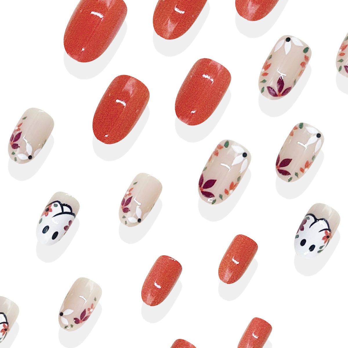 24pcs/Set Ghost Doodle Press On Nails