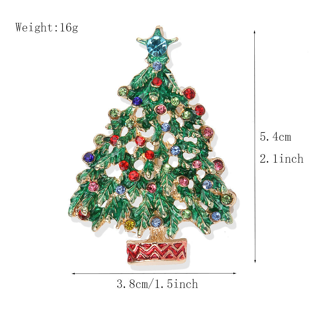 Christmas Tree Rhinestone Brooch