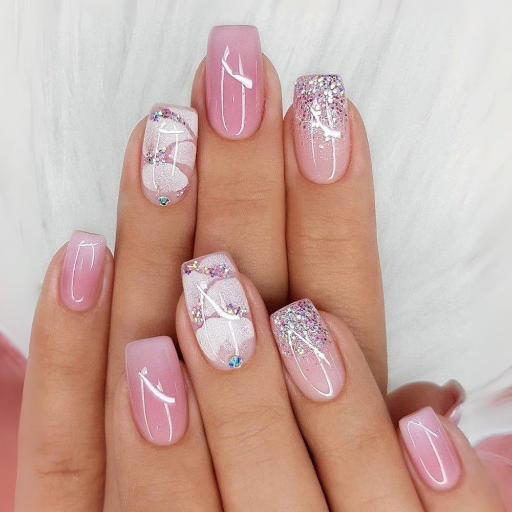 24pcs/Set Pink Sakura Ombre Press-On Nails