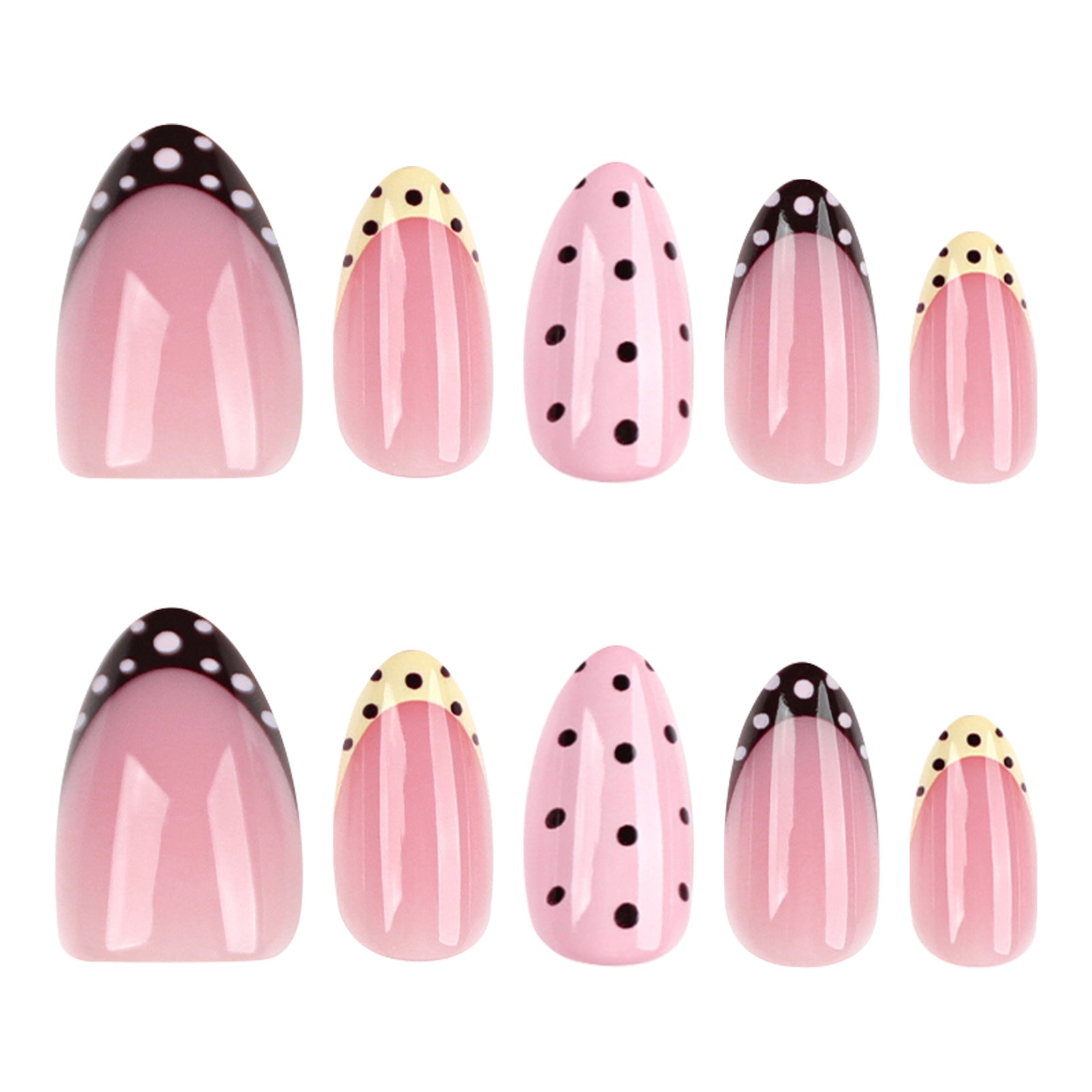 24pcs/Set Color-Block Polka Dots Press-On Nails