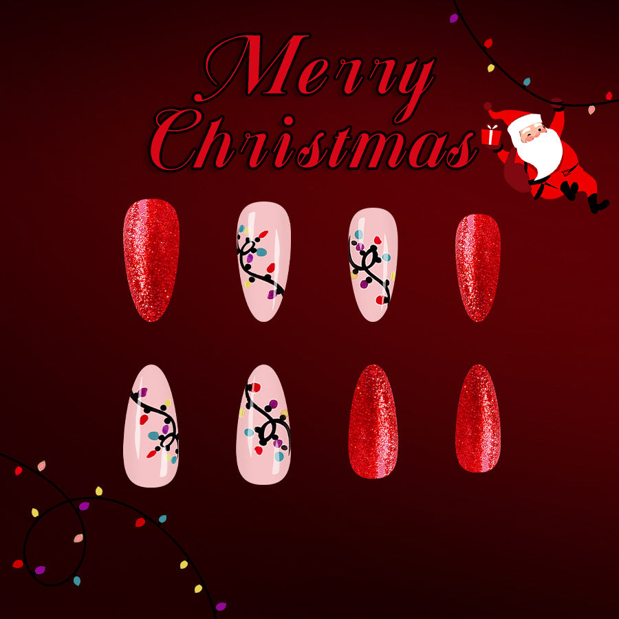 24pcs/Set Colorful String Lights Press On Nails