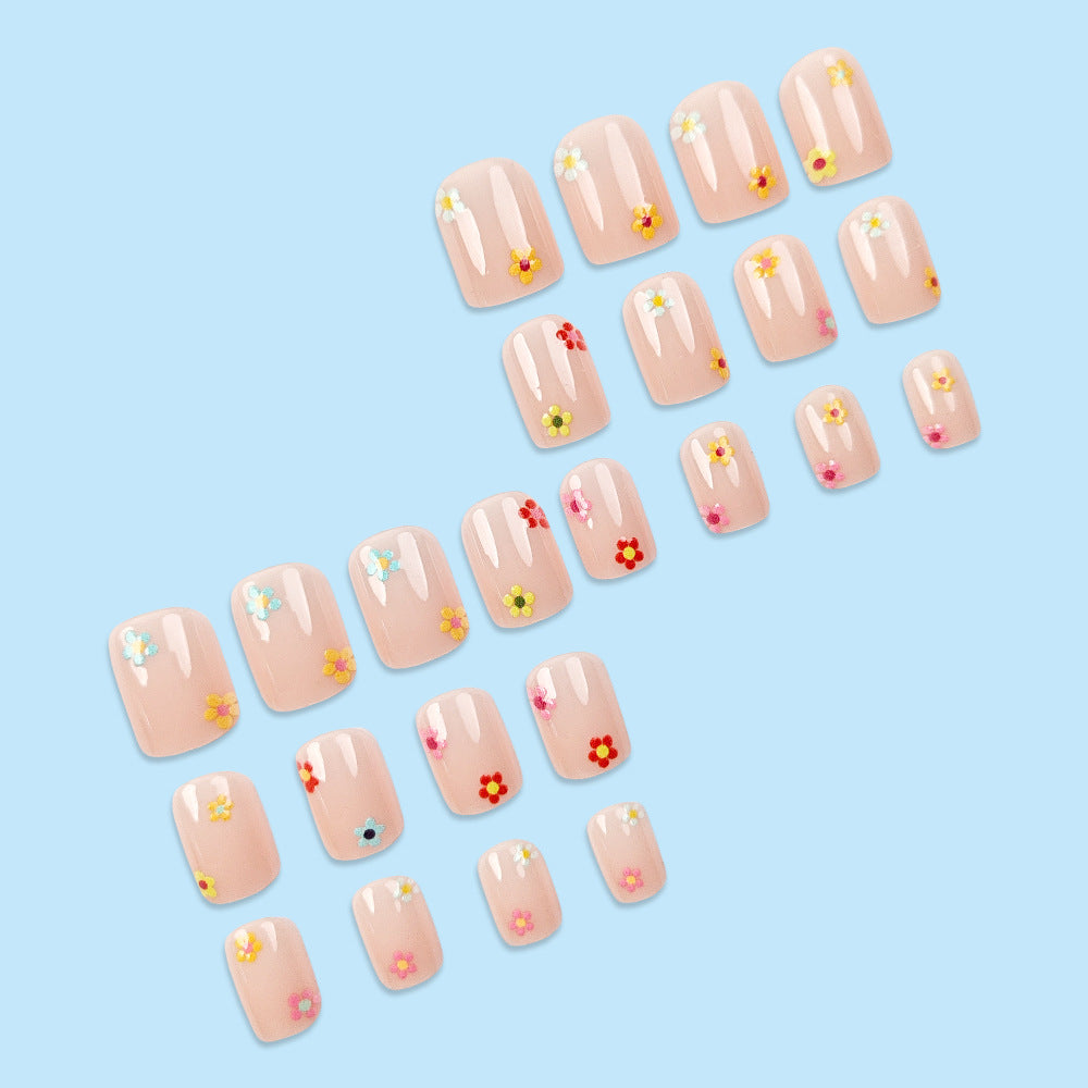 24pcs/Set Colorful Mini Flowers Press-On Nails
