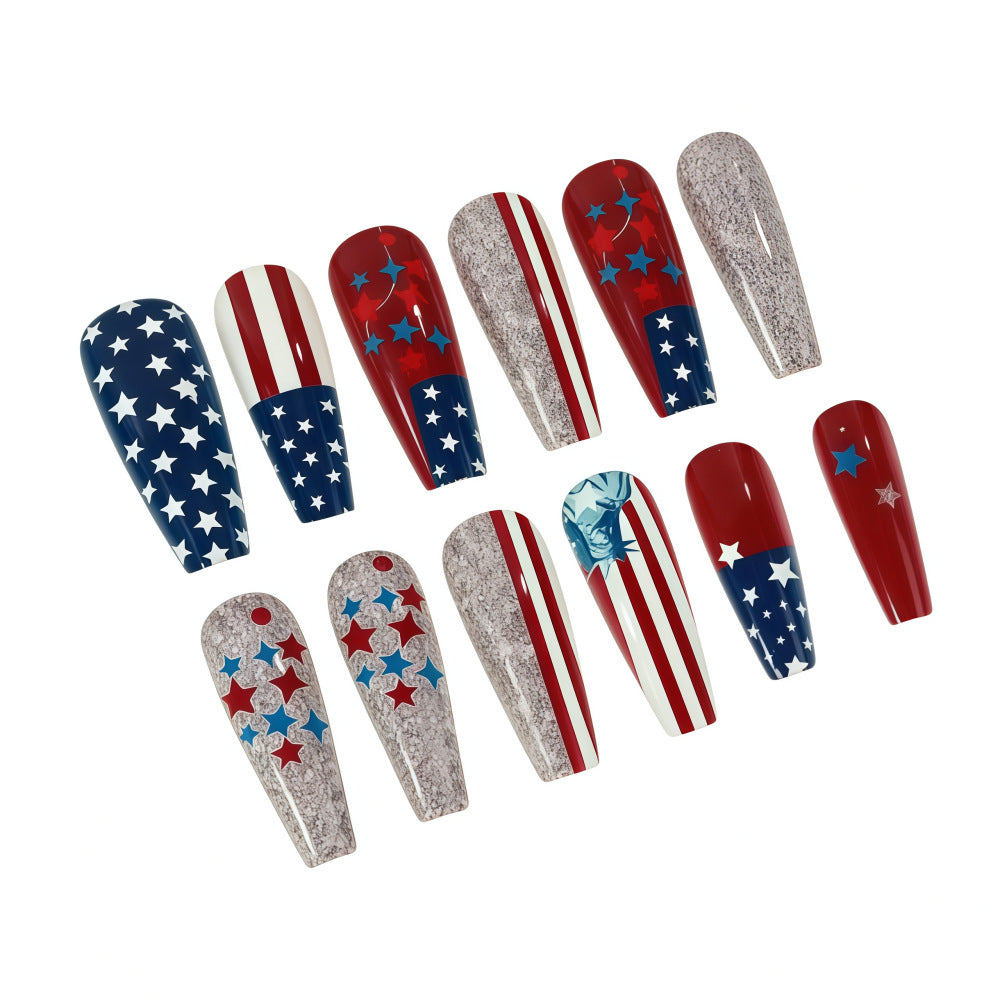24pcs/Set Statue of Liberty with Flag Press-On Nails