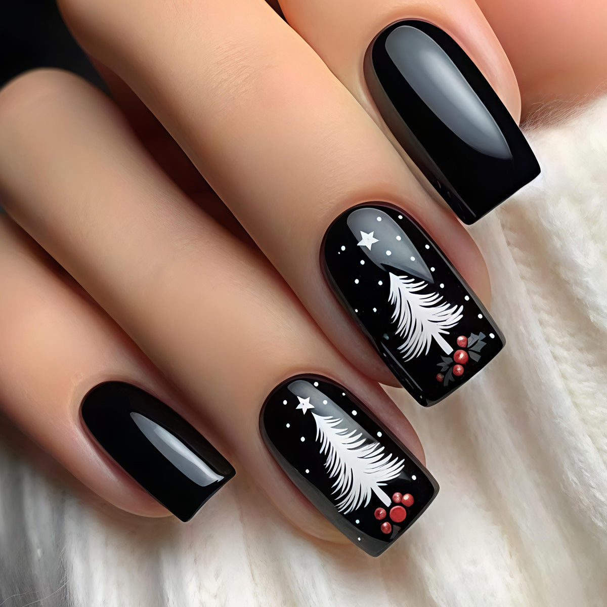 24pcs/Set Cartoon Christmas Trees Press-On Nails