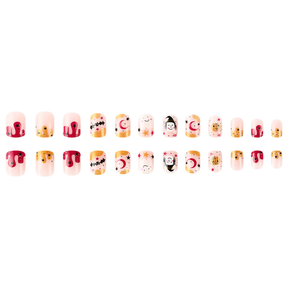 24pcs/Set Bat, Ghost Face & Pumpkin Press-On Nails