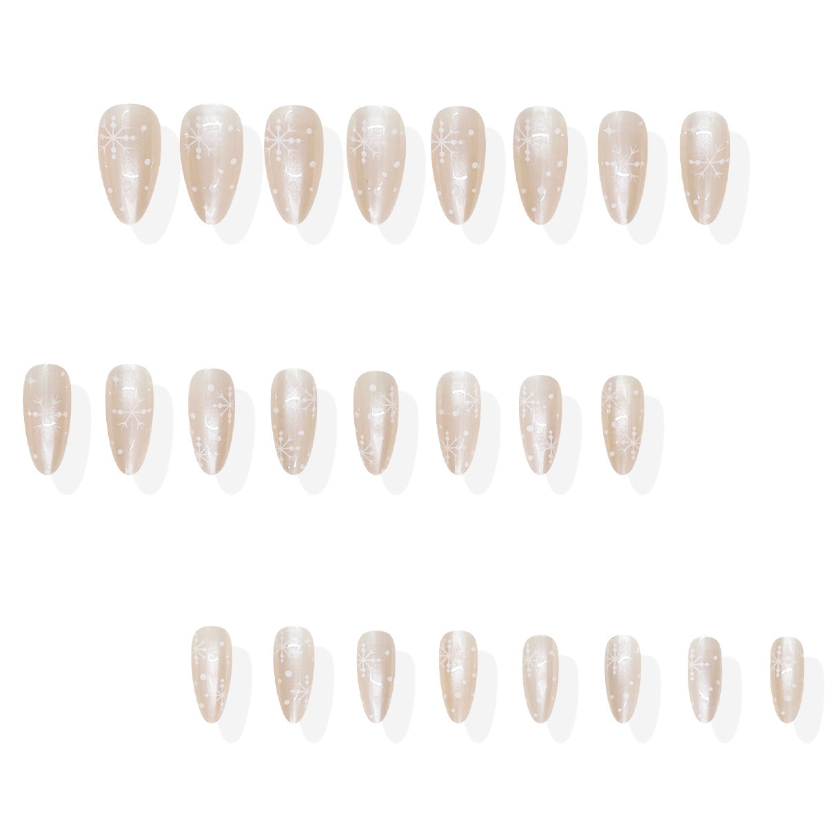 24pcs/Set Icy Sheer White Snowflakes Press On Nails