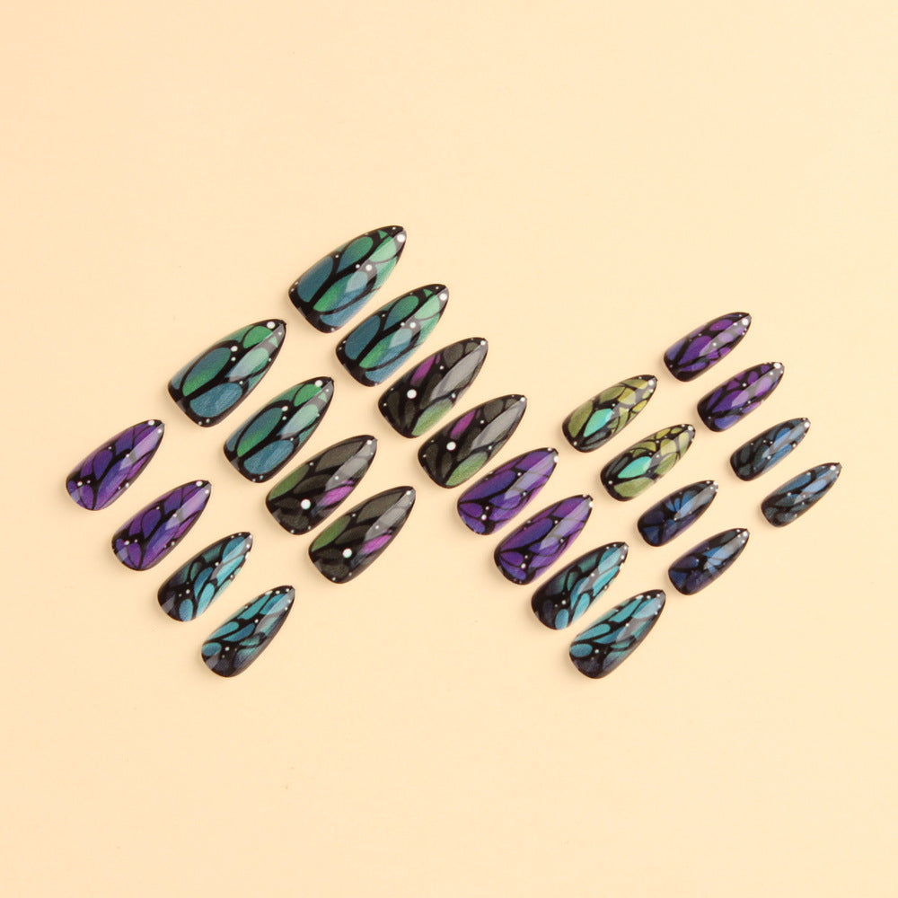 24pcs/Set Iridescent Aurora Butterfly Press-On Nails