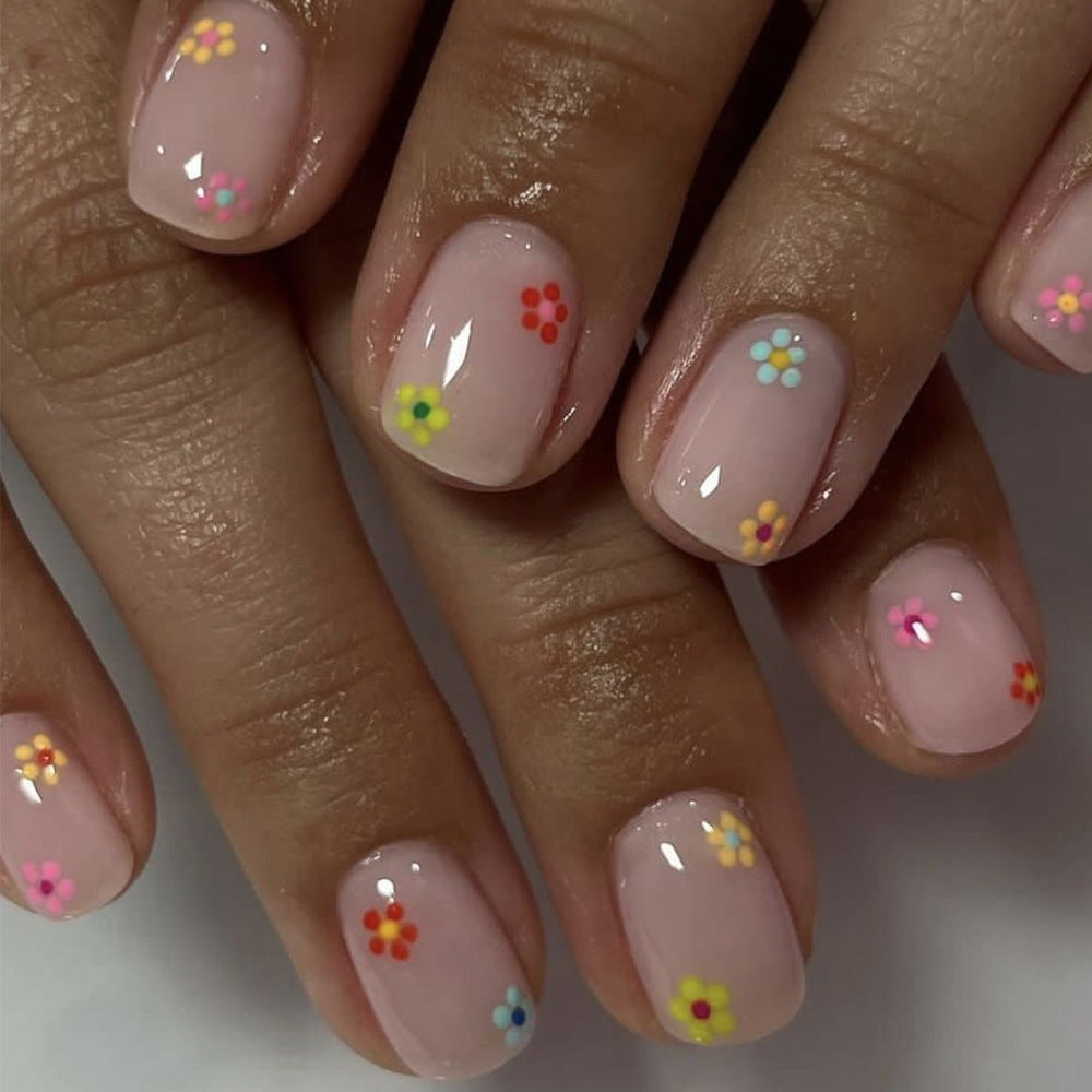 24pcs/Set Colorful Mini Flowers Press-On Nails