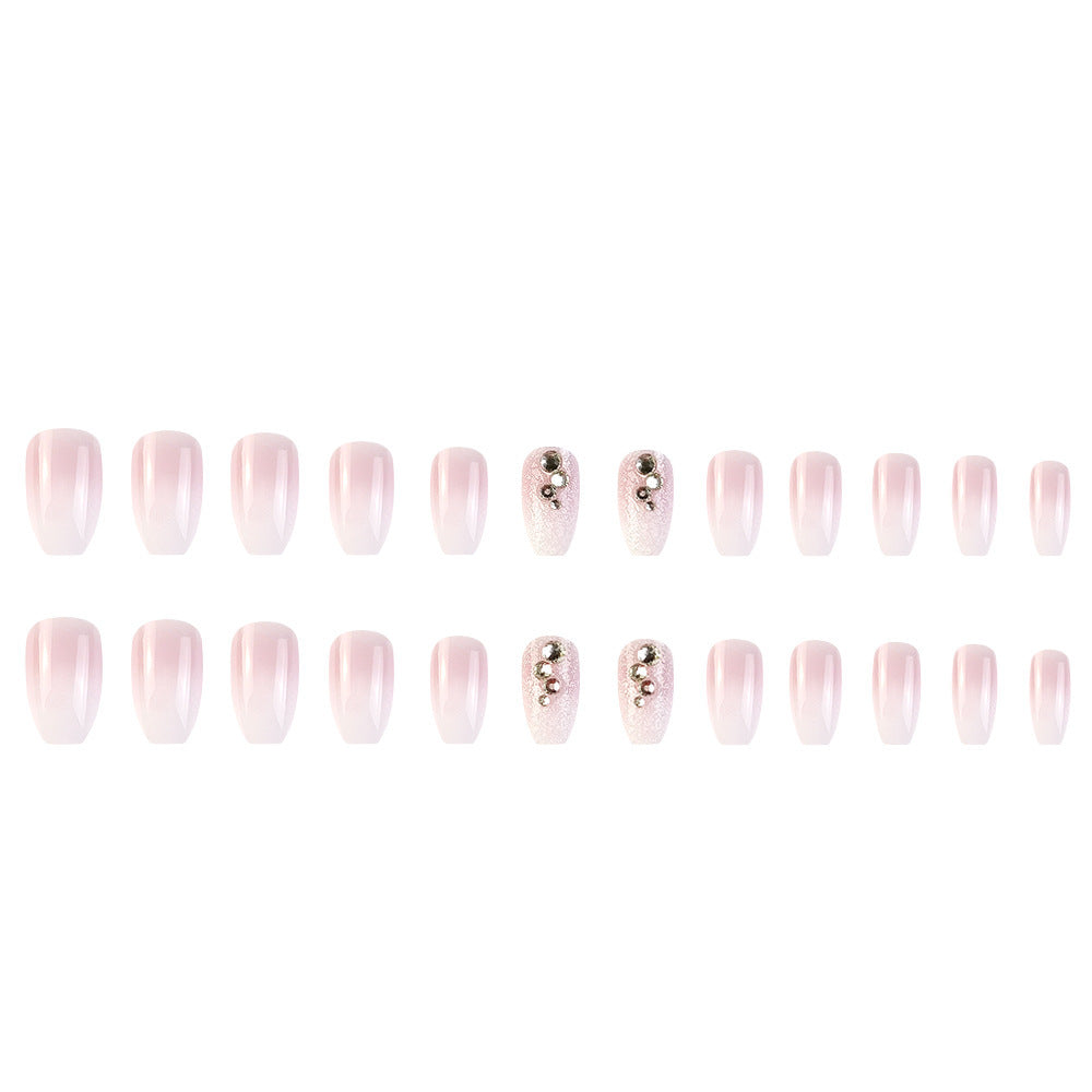 24pcs/Set Glitter Gradient Rhinestone Press-On Nails