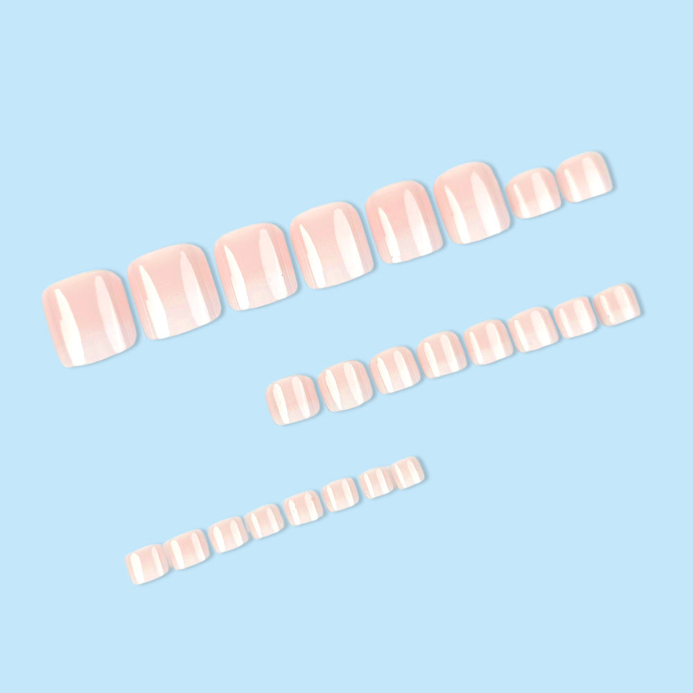 24pcs/Set Pink & White Ombre Press On Toe Nails
