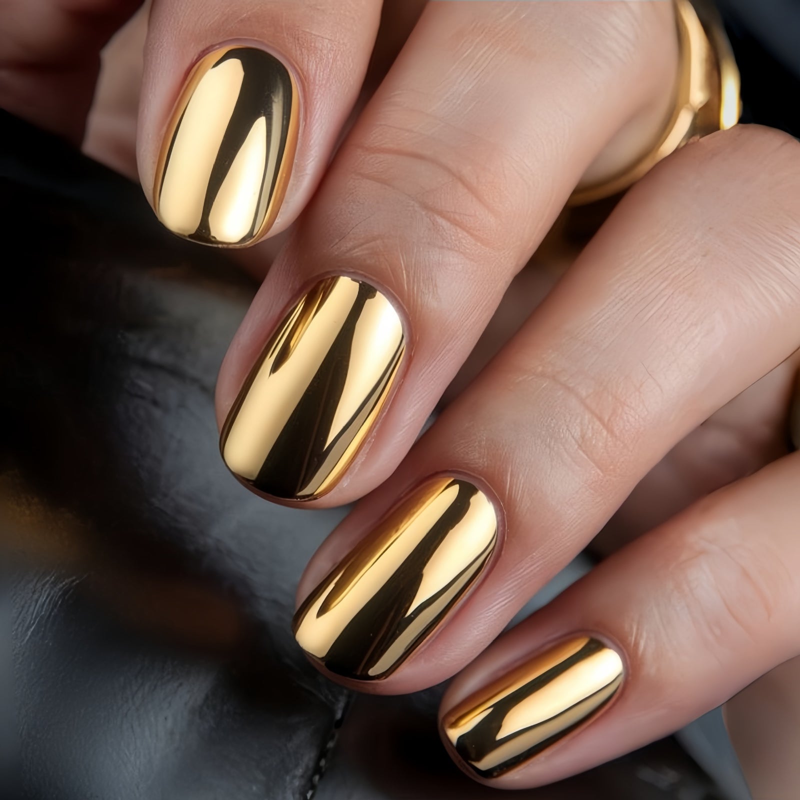 24pcs/Set Gold Chrome Press-On Nails