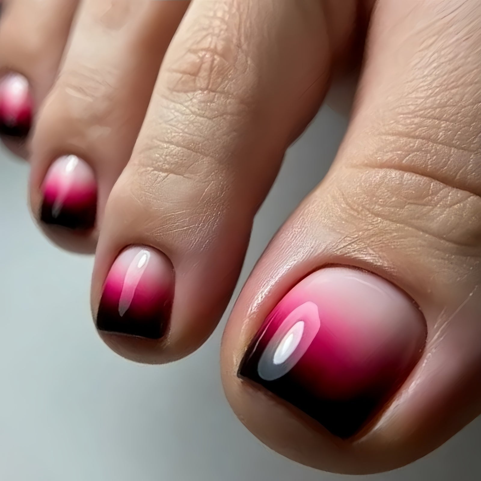 24pcs/Set Black & Pink Ombre French Tip Press-On Nails
