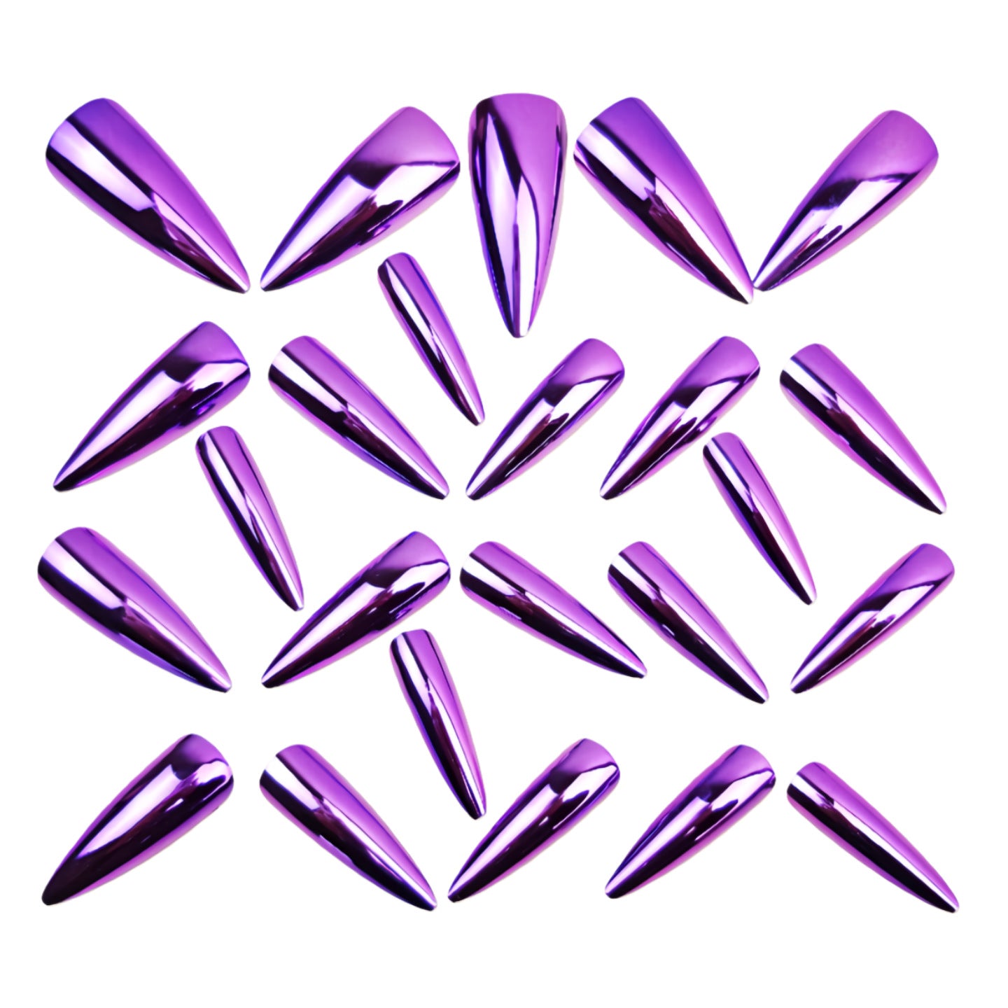 24pcs/Set Purple Chrome Press-On Nails
