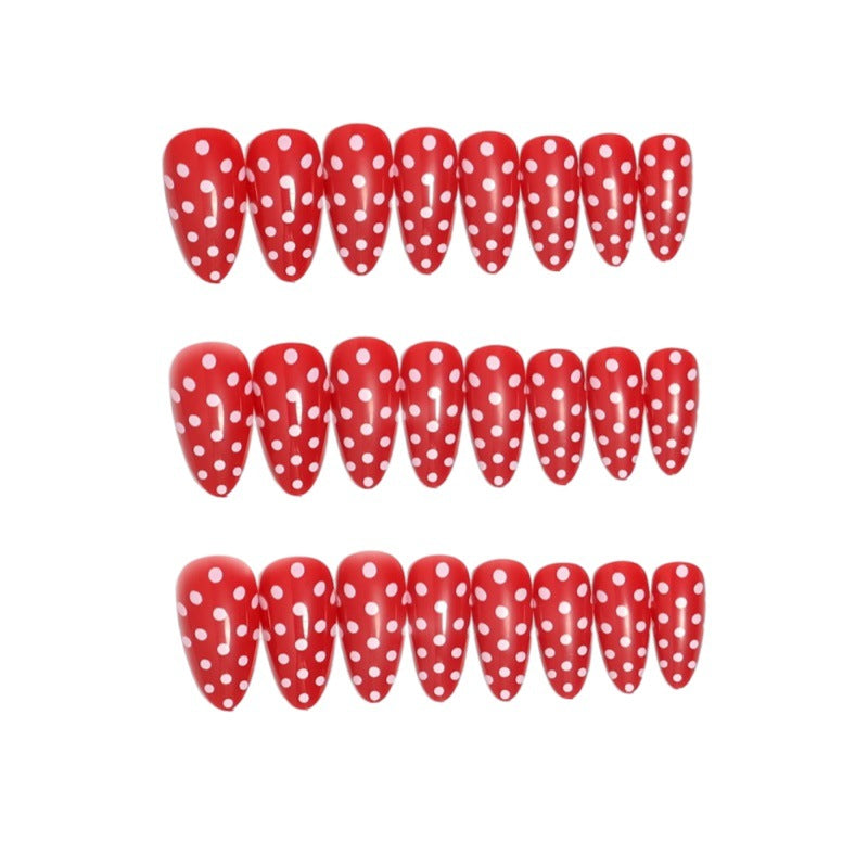 24pcs/Set Red Polka Dot Press-On Nails