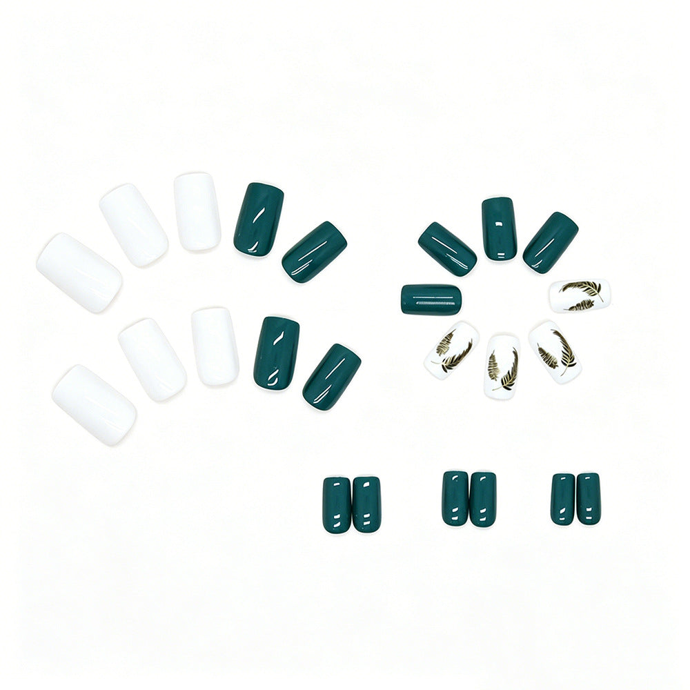 24pcs/Set Gold Leaf Press-On Nails