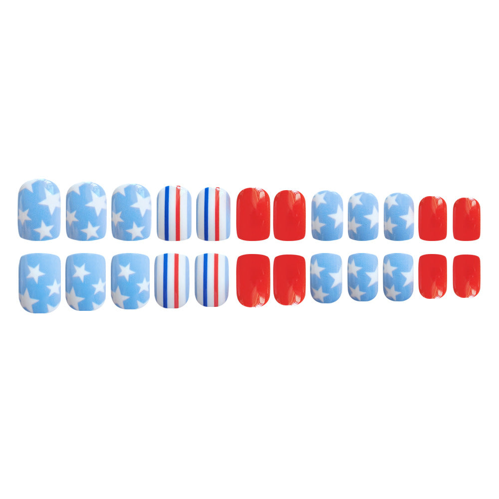 24pcs/Set Star Striped Press-On Nails
